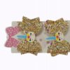 Gold Glitter Unicorn Bow Hair Clips Sparkly Cute Hair Accessories