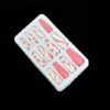 12 Pcs Pink Floral Press-On Nails Long Coffin Artificial Nail Set